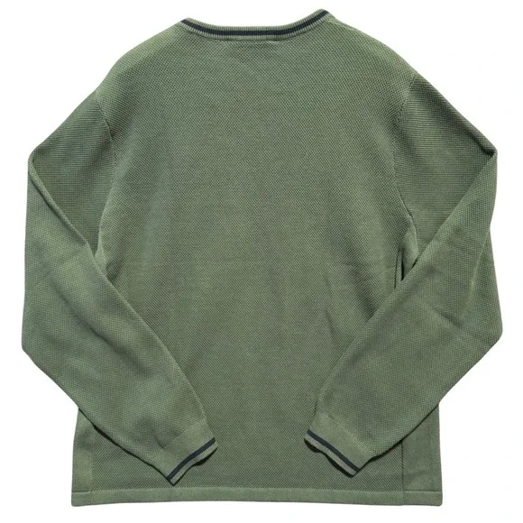 RHONE‎ The Turn Golf V Neck Sweater Mens XL Jungle Green Textured Knit
